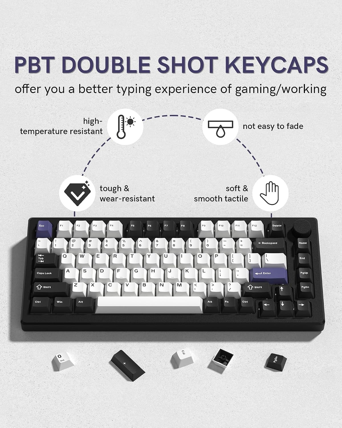 Womier Black White Blue Cherry Doubleshot PBT Keycaps
