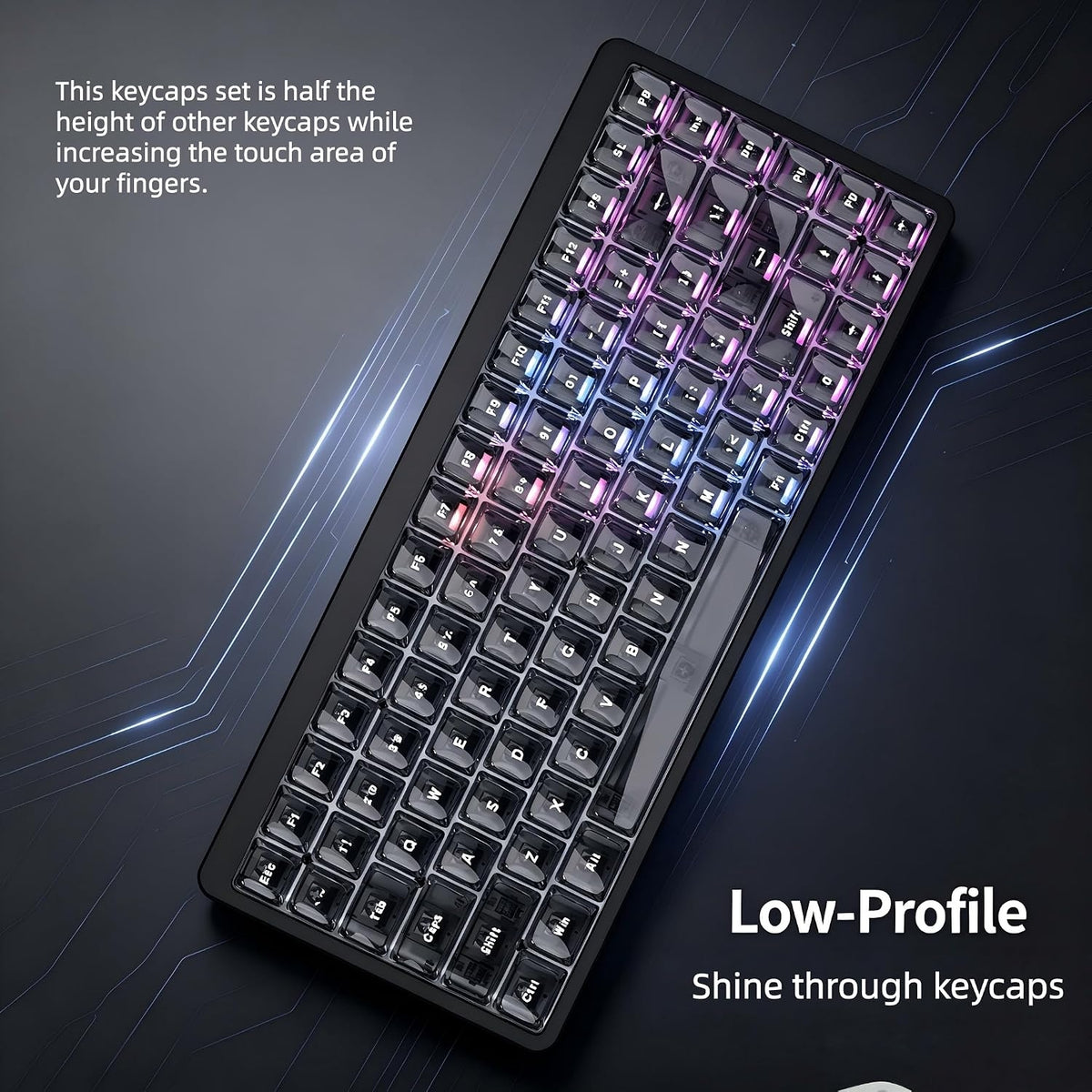 Womier Clear Black Grey Low Profile Keycaps
