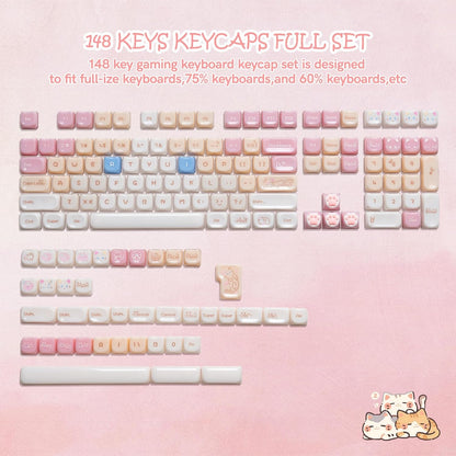 XVX House Pinky Ragdoll Cat Themed MAO Profile Keycaps