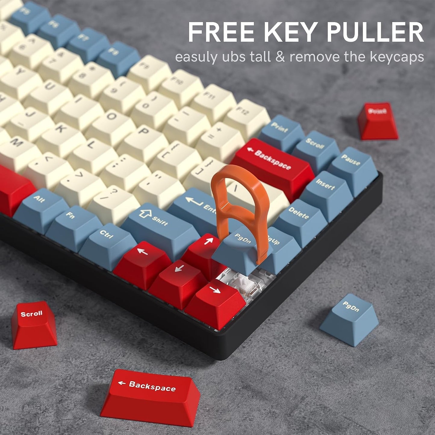 Womier Retro White Blue Red Cherry Doubleshot PBT Keycaps