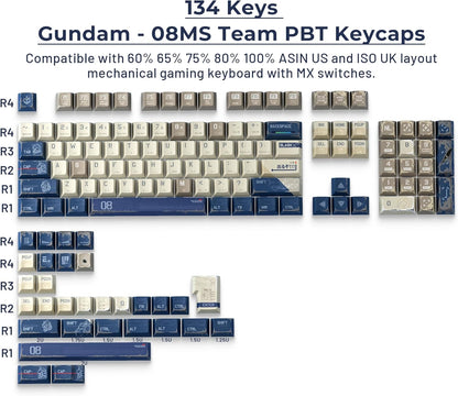 Gundam 08MS Mecha Cherry PBT Keycaps