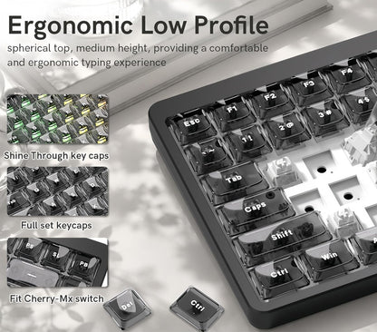 Womier Clear Black Grey Low Profile Keycaps