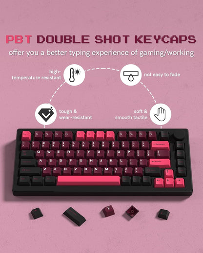 Womier Retro Ruby Pink Cherry Doubleshot PBT Keycaps