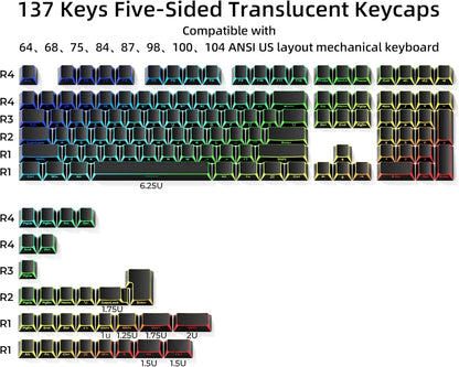 Noir Prism Shadow Side Backlit Cherry PBT Keycaps