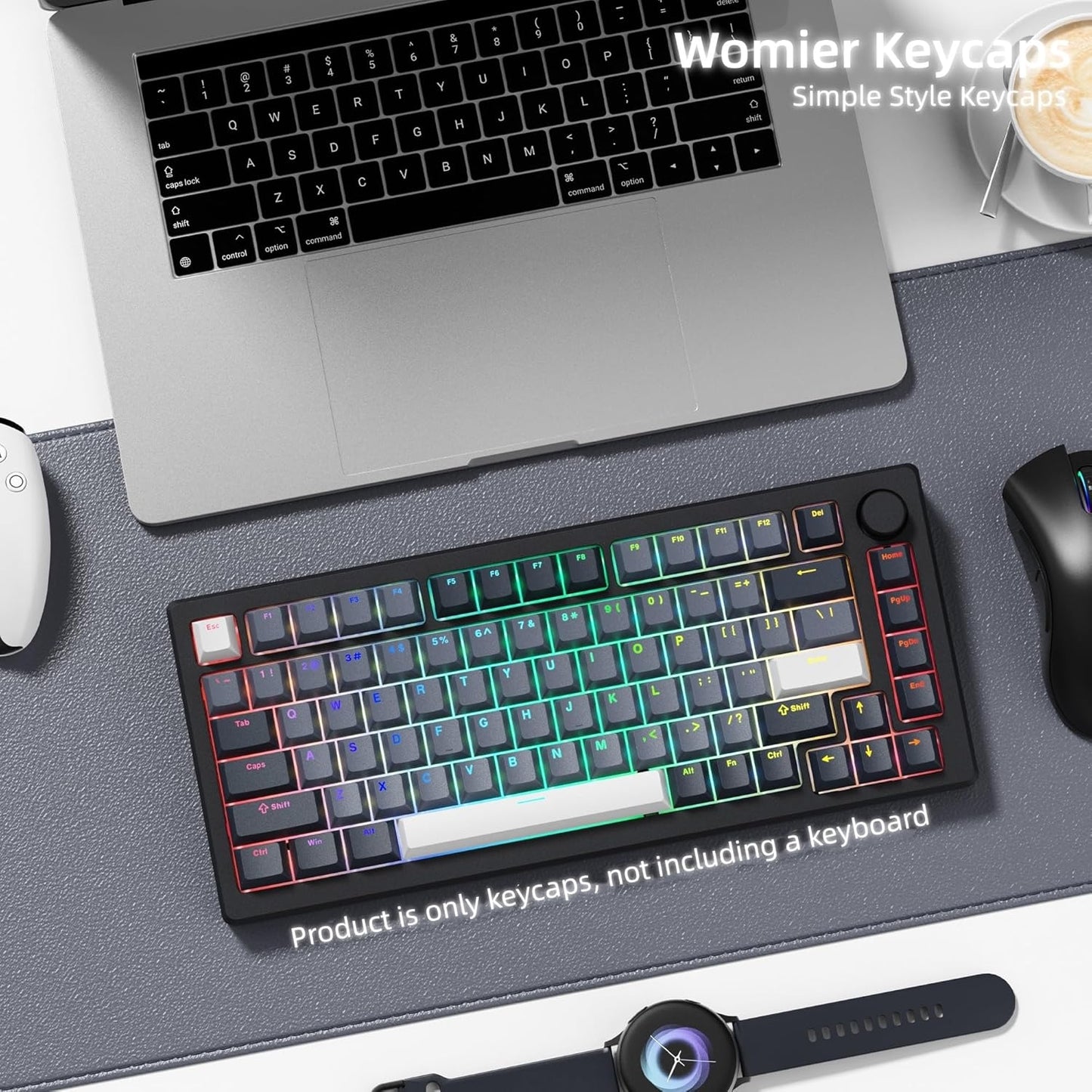 Womier Grey White Top Shinethrough Doubleshot Cherry PBT Keycaps
