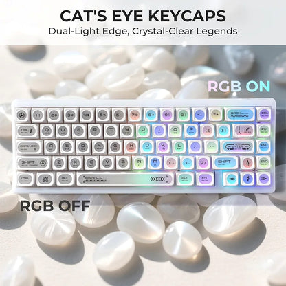 Cats Eye New Concept White UV Printed Backlit Keycaps