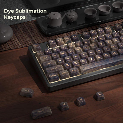 Dark Wood Grain Texture MOA PBT Keycaps