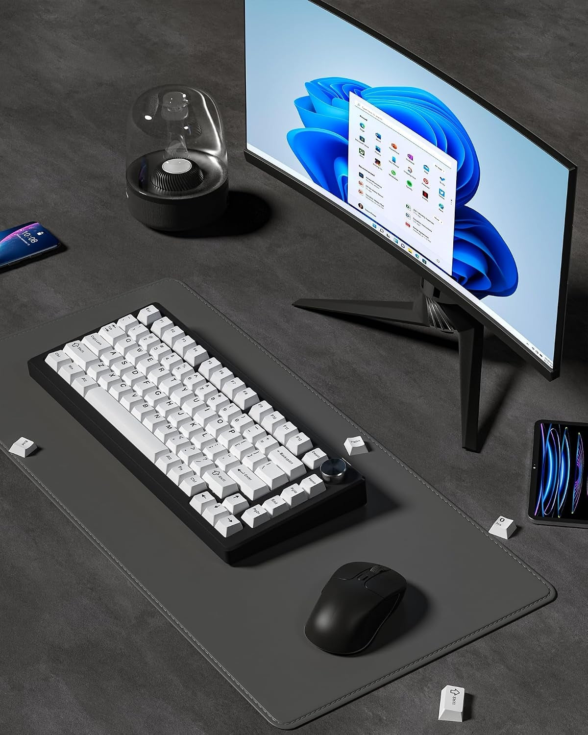 Womier Black On White  Cherry Doubleshot PBT Keycaps