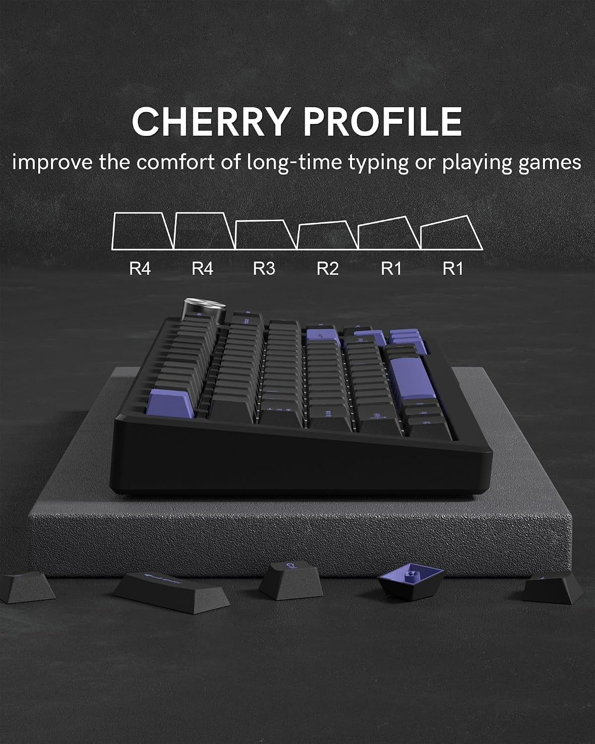 Womier Black Purple Cherry Doubleshot Keycaps
