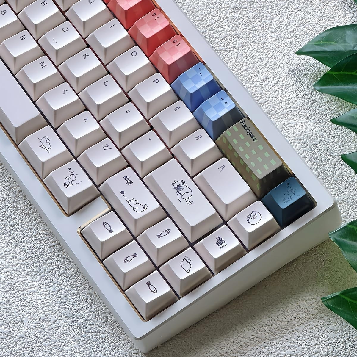 Pastel Minimalist Kitten Quality Cherry PBT Keycaps With Fancy Storage Box