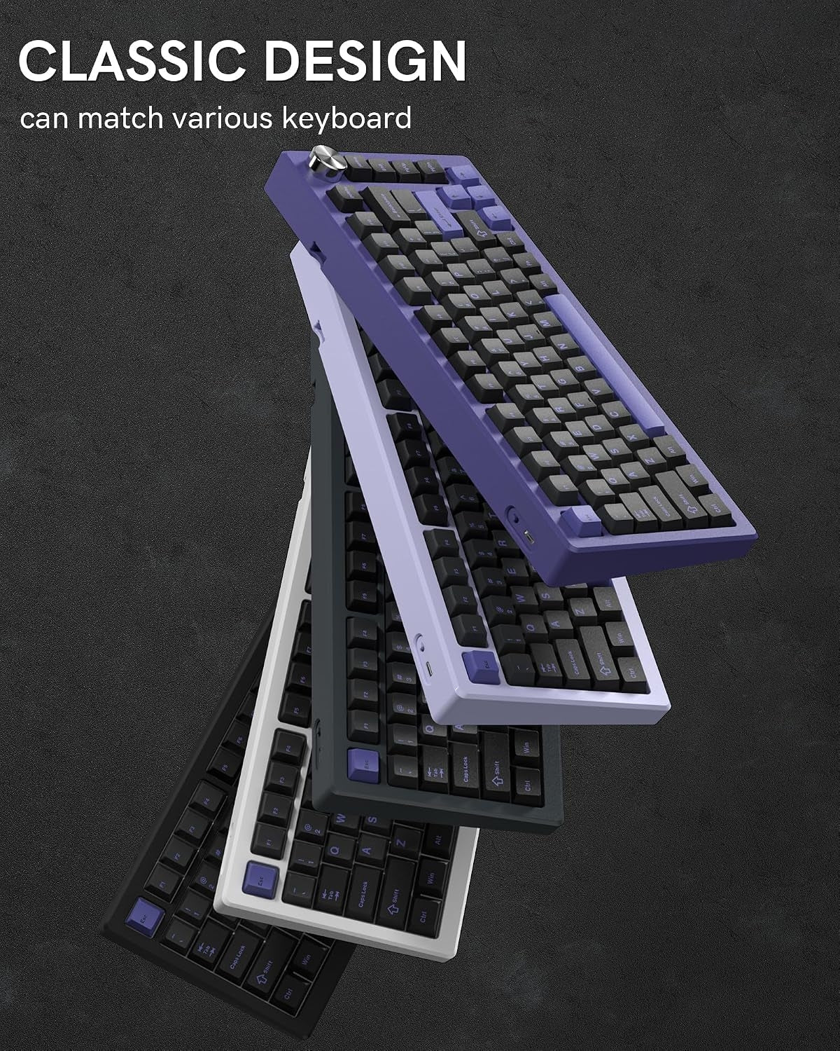 Womier Black Purple Cherry Doubleshot Keycaps