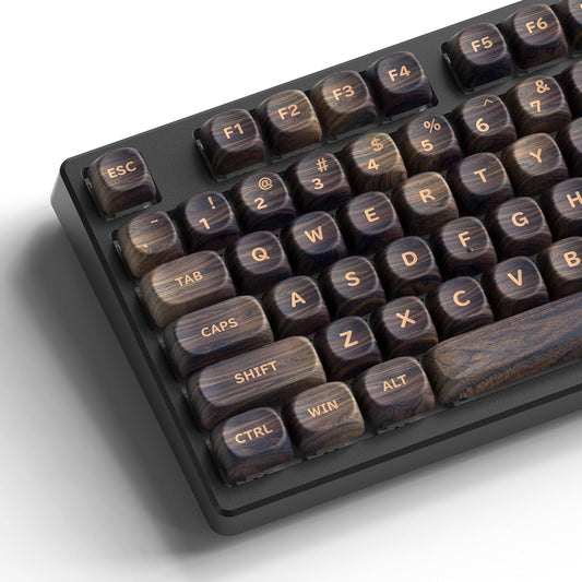 Dark Wood Grain Texture MOA PBT Keycaps