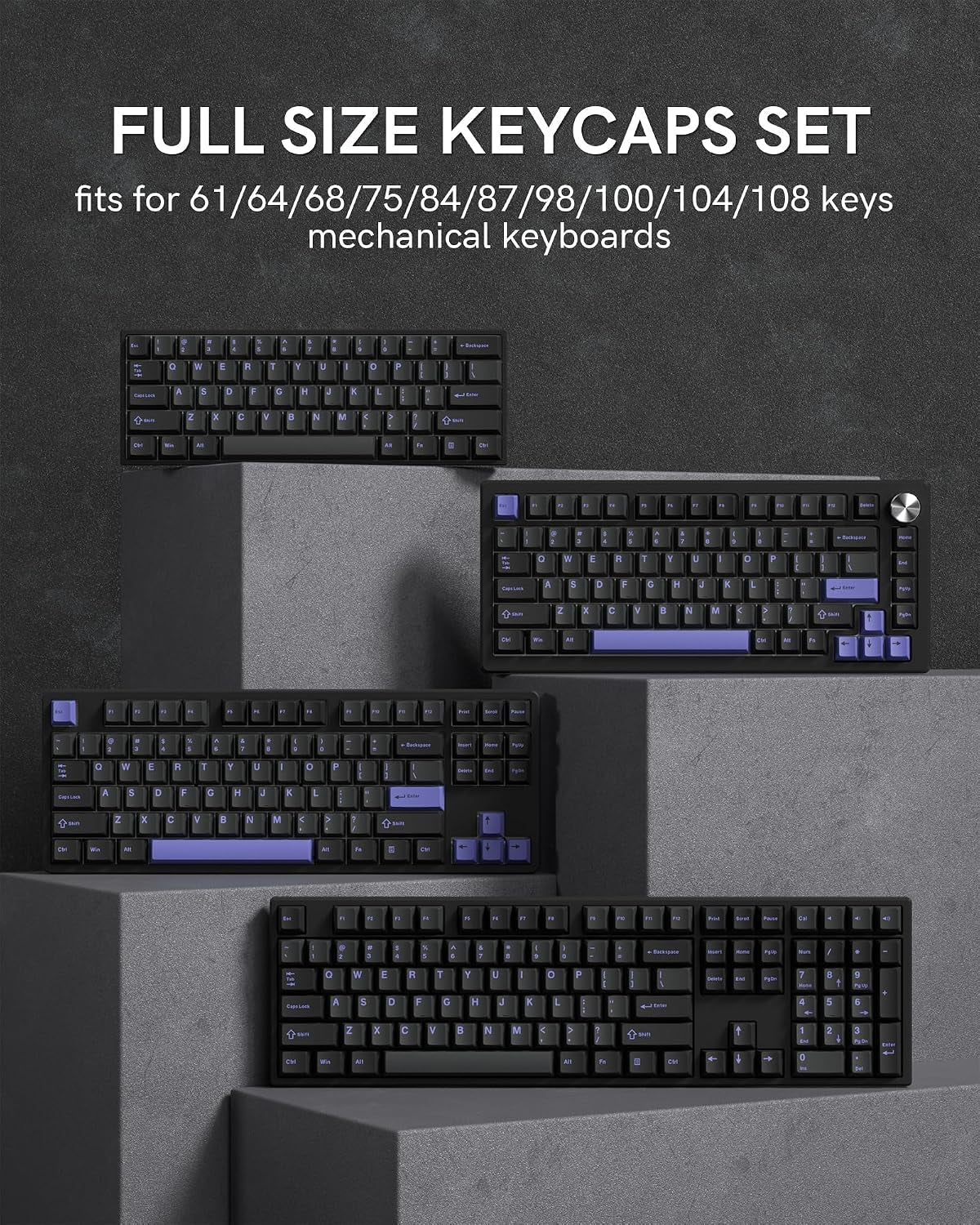 Womier Black Purple Cherry Doubleshot Keycaps