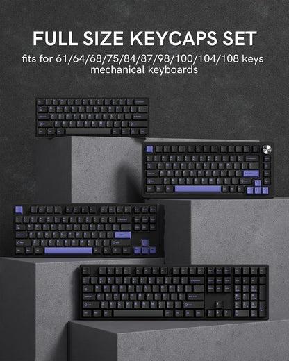 Womier Black Purple Cherry Doubleshot Keycaps