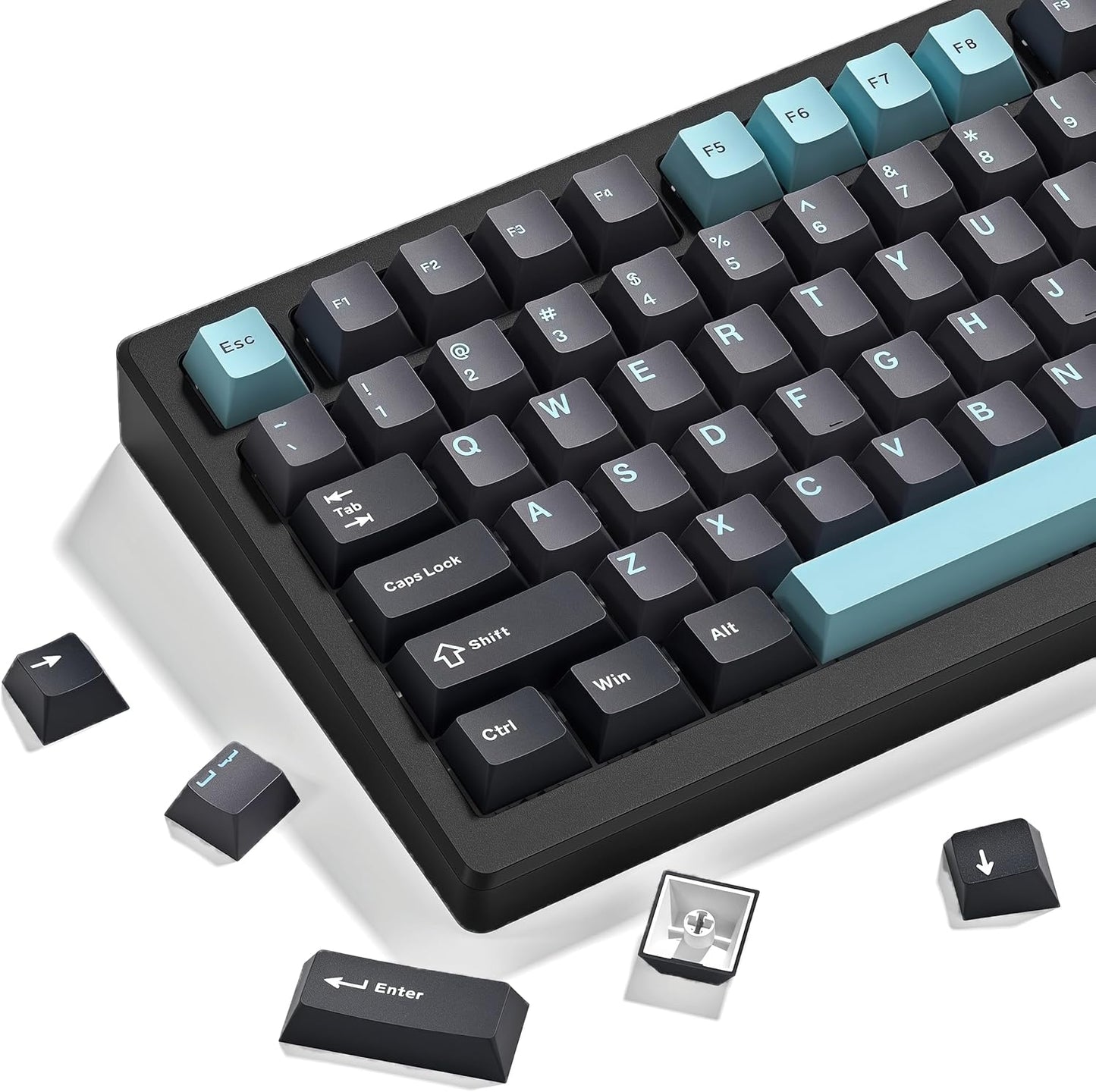 Womier Dark Grey Blue Cherry Doubleshot PBT Keycaps
