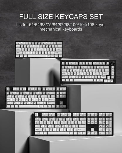 Womier Black On White  Cherry Doubleshot PBT Keycaps