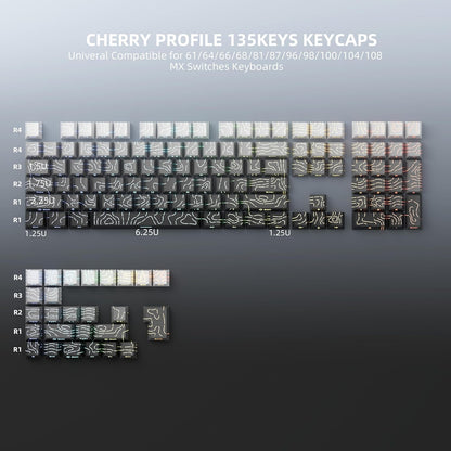 Topographic Polar Day Line Crack Side Backlit Cherry Keycaps