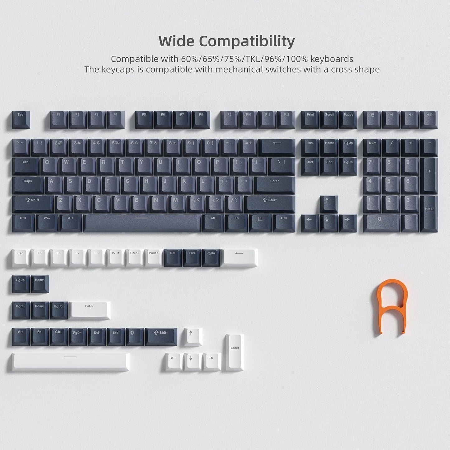 Womier Grey White Top Shinethrough Doubleshot Cherry PBT Keycaps