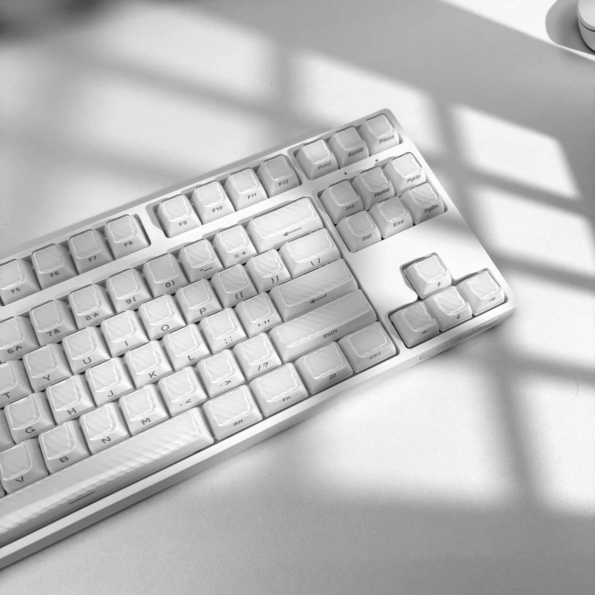 White Demon Wave OEM Side Printed Keycaps