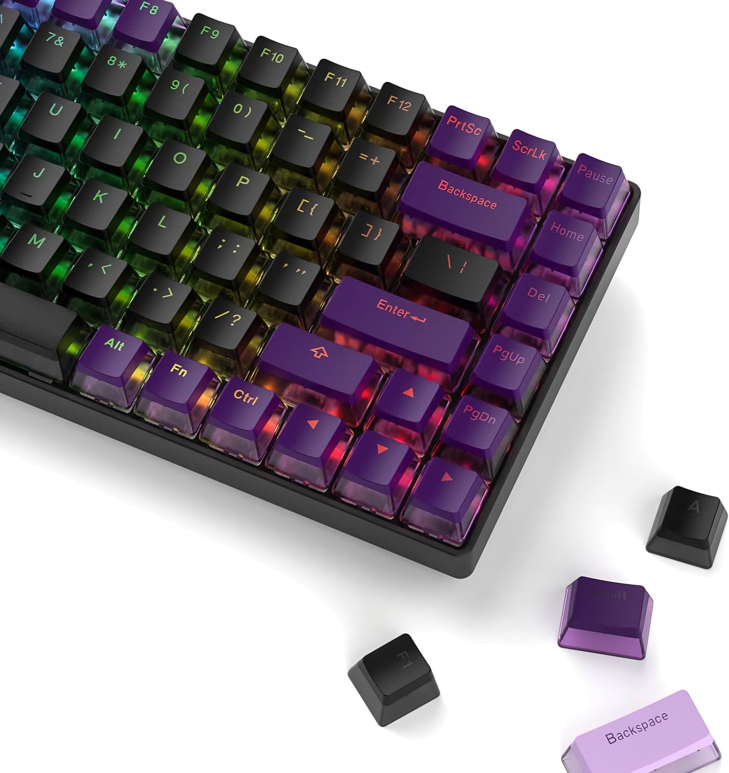 165 Pudding V2 PBT Black Purple Keycap