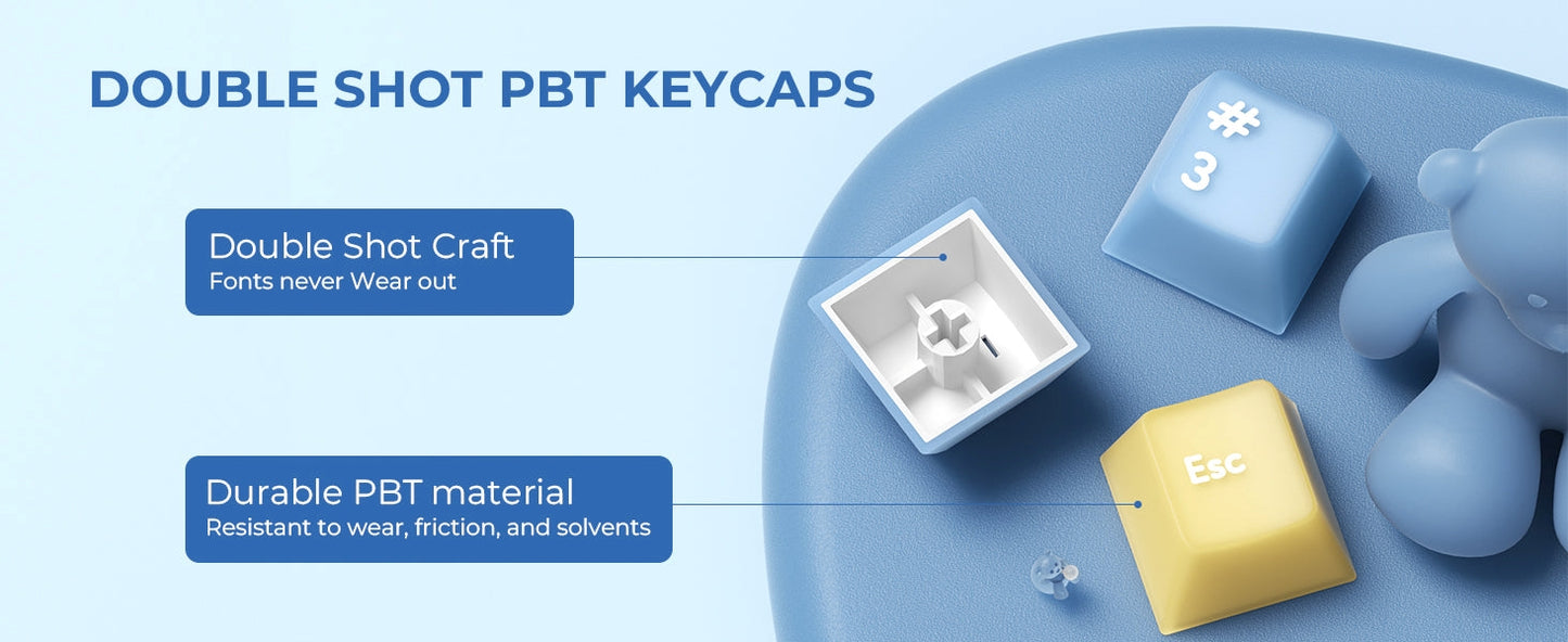 Lemon Sky Cherry Doubleshot 216 PBT Keycaps with Premium Storage Box