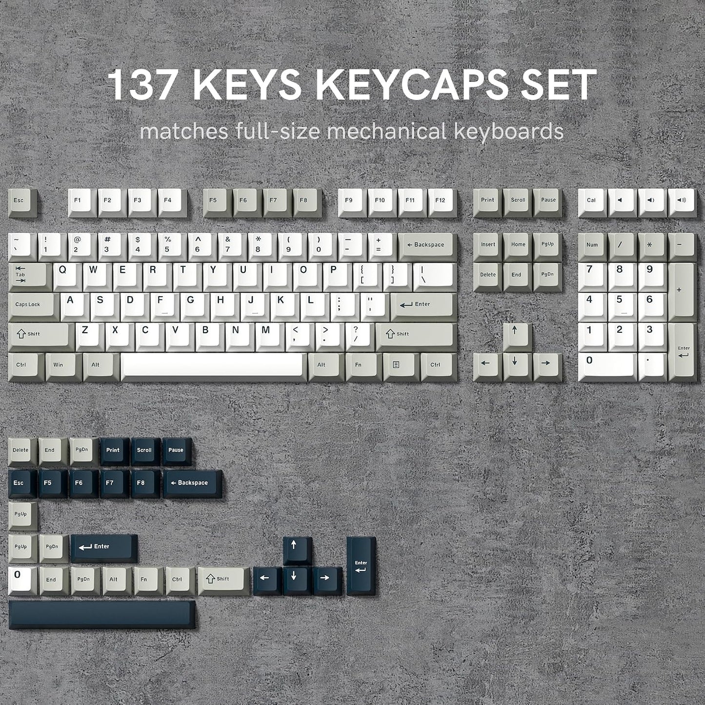Womier White Grey Blue Cherry Doubleshot PBT Keycaps