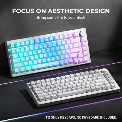 PREMIUM Ice Crack series Pattern Shine-Through OEM Profile IMD-Tech Keycap Set
