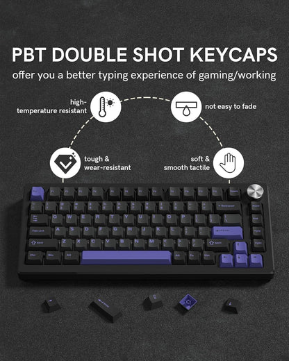 Womier Black Purple Cherry Doubleshot Keycaps