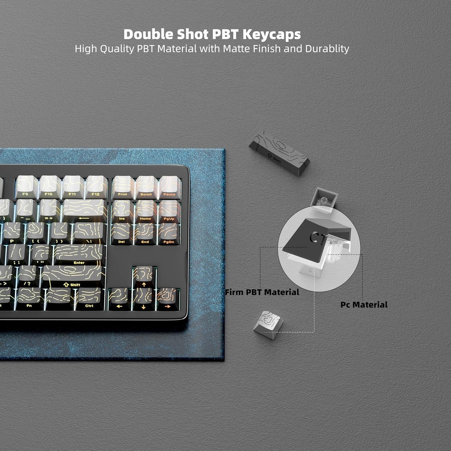 Topographic Polar Day Line Crack Side Backlit Cherry Keycaps