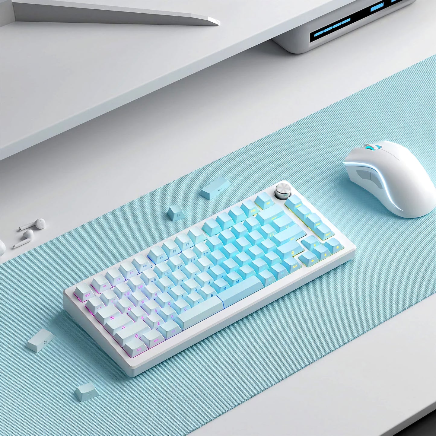 Baby Blue Diagonal Gradient Side Backlit Cherry Doubleshot Keycaps