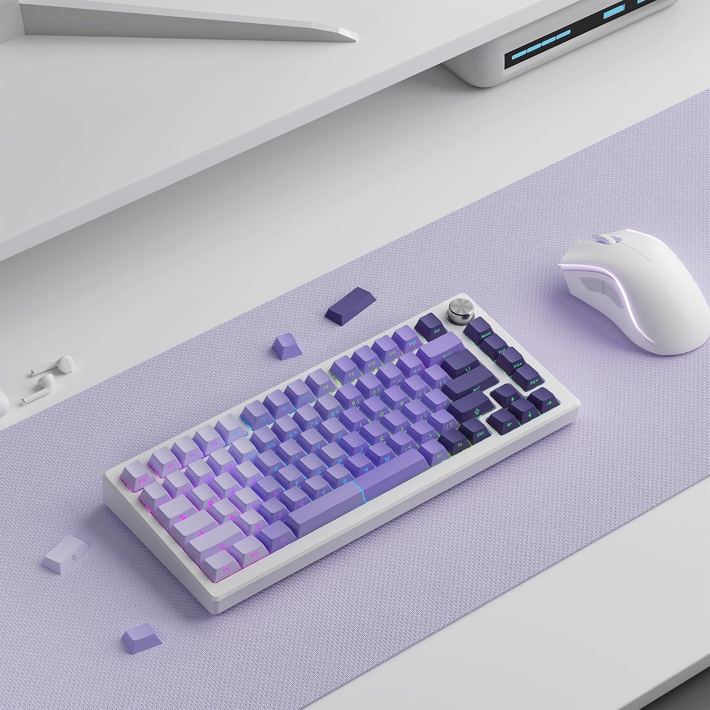 XVX Violet Gradient X-Axis Series Side-Printed Cherry Shinethrough Keycaps
