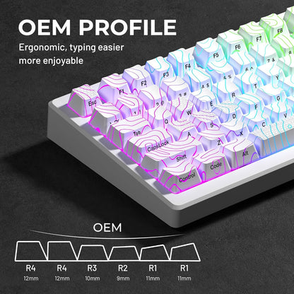 PREMIUM White Topographic Pattern IMD Tech Shinethrough Keycap