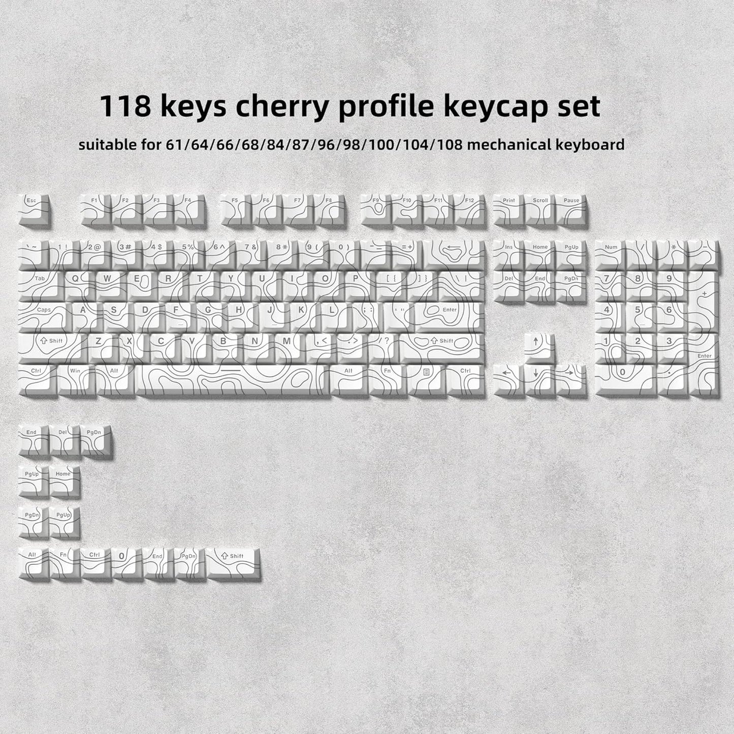 Womier Top Shinethrough Topography Cherry Doubleshot PBT Keycaps
