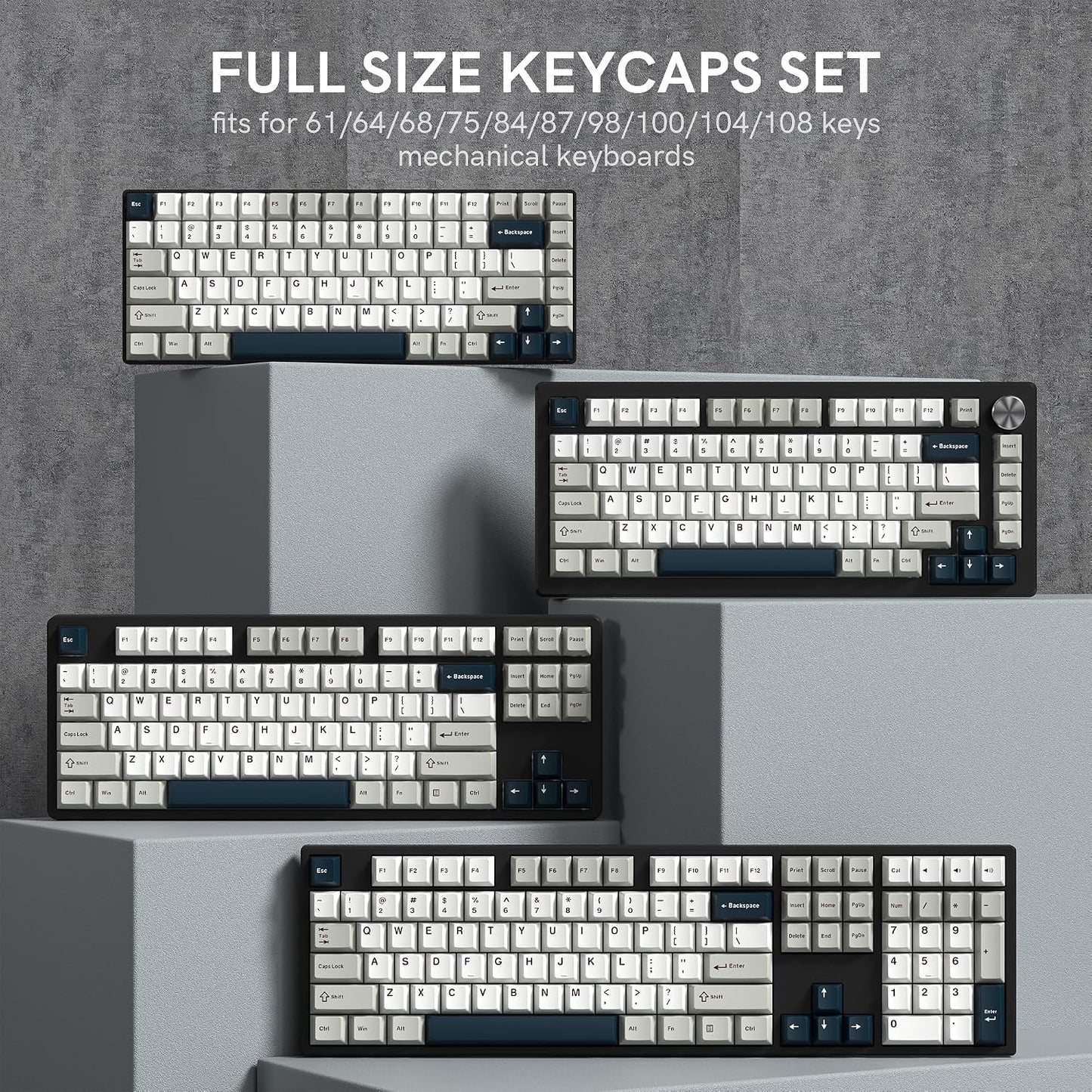 Womier White Grey Blue Cherry Doubleshot PBT Keycaps