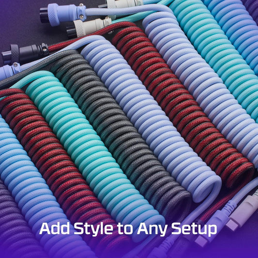 HyperX Coiled Cable Stylish Design, 5-Pin Aviator Connector Red Black/Blue White/Green White