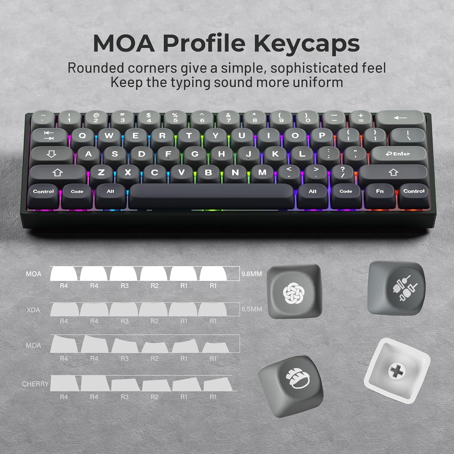 Coconut Gray MOA Profile Keycaps
