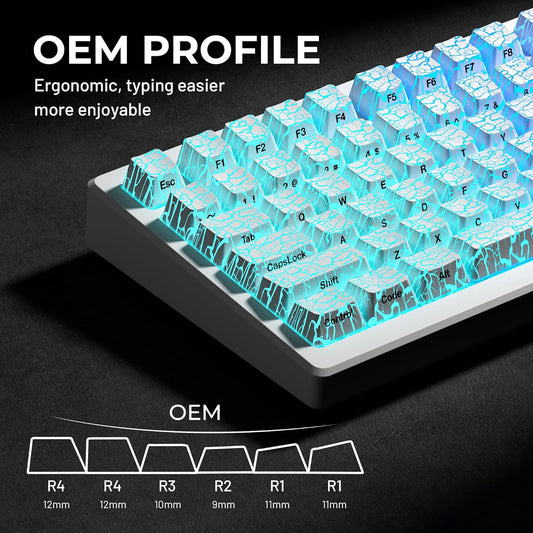 PREMIUM Ice Crack series Pattern Shine-Through OEM Profile IMD-Tech Keycap Set