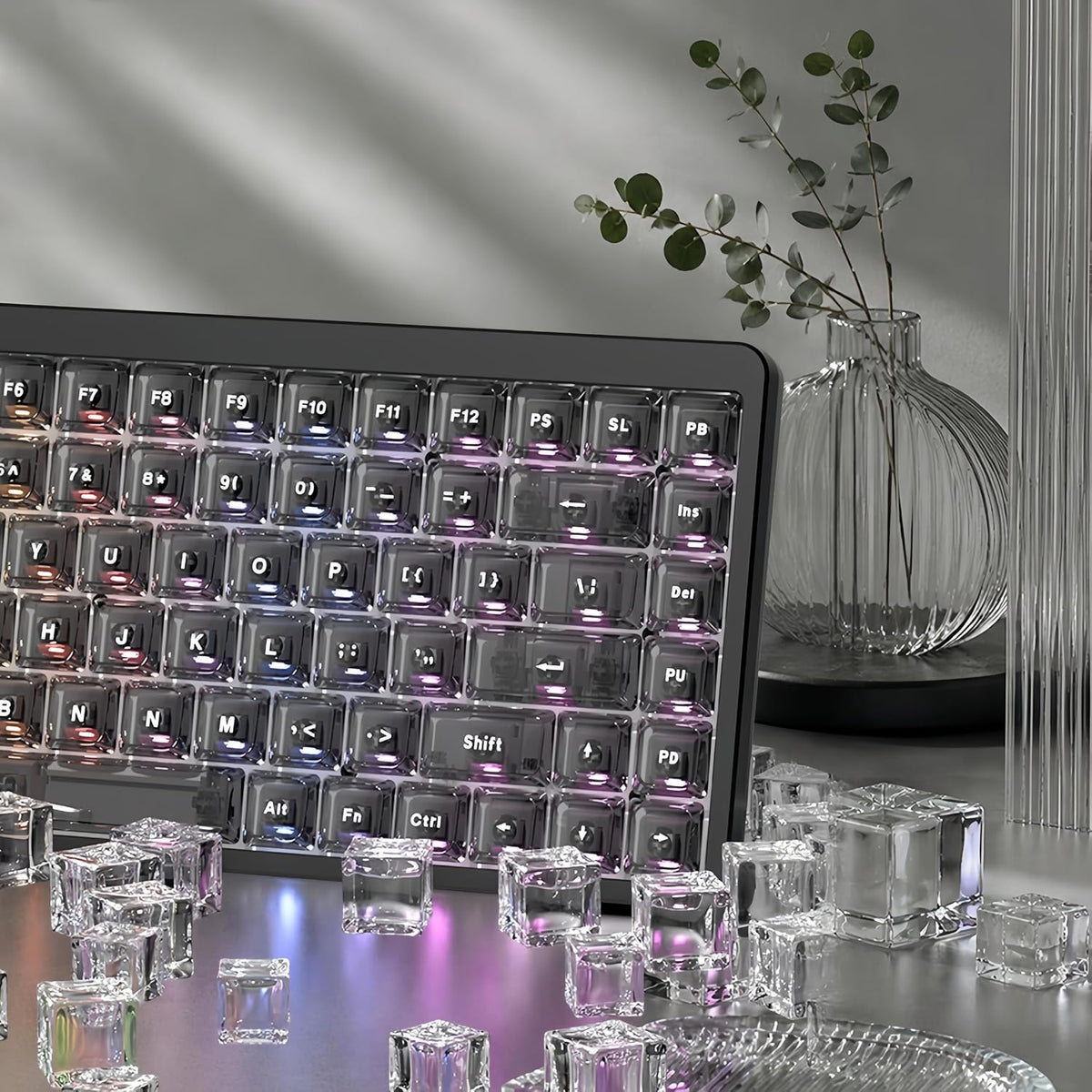 Womier Clear Black Grey Low Profile Keycaps