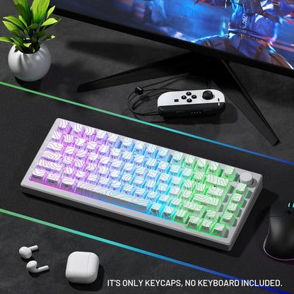 PREMIUM White Topographic Pattern IMD Tech Shinethrough Keycap