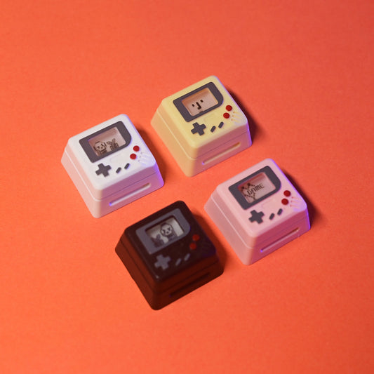Retro Mini Gaming Pad Artisan Keycap With 3 Panels & 6 Cards Red White