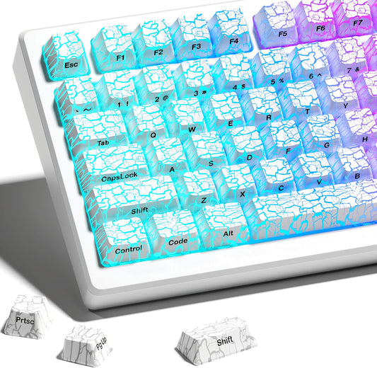 PREMIUM Ice Crack series Pattern Shine-Through OEM Profile IMD-Tech Keycap Set