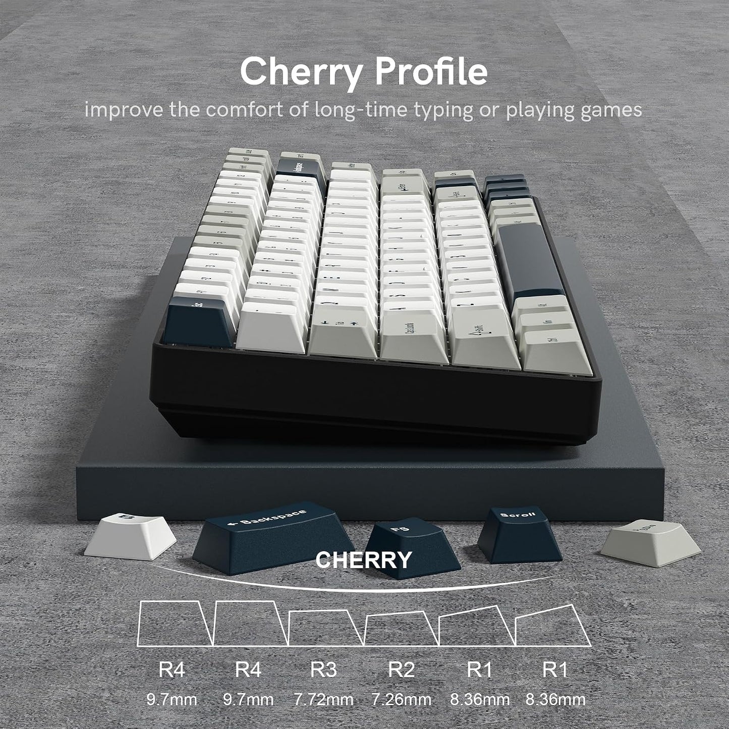 Womier White Grey Blue Cherry Doubleshot PBT Keycaps