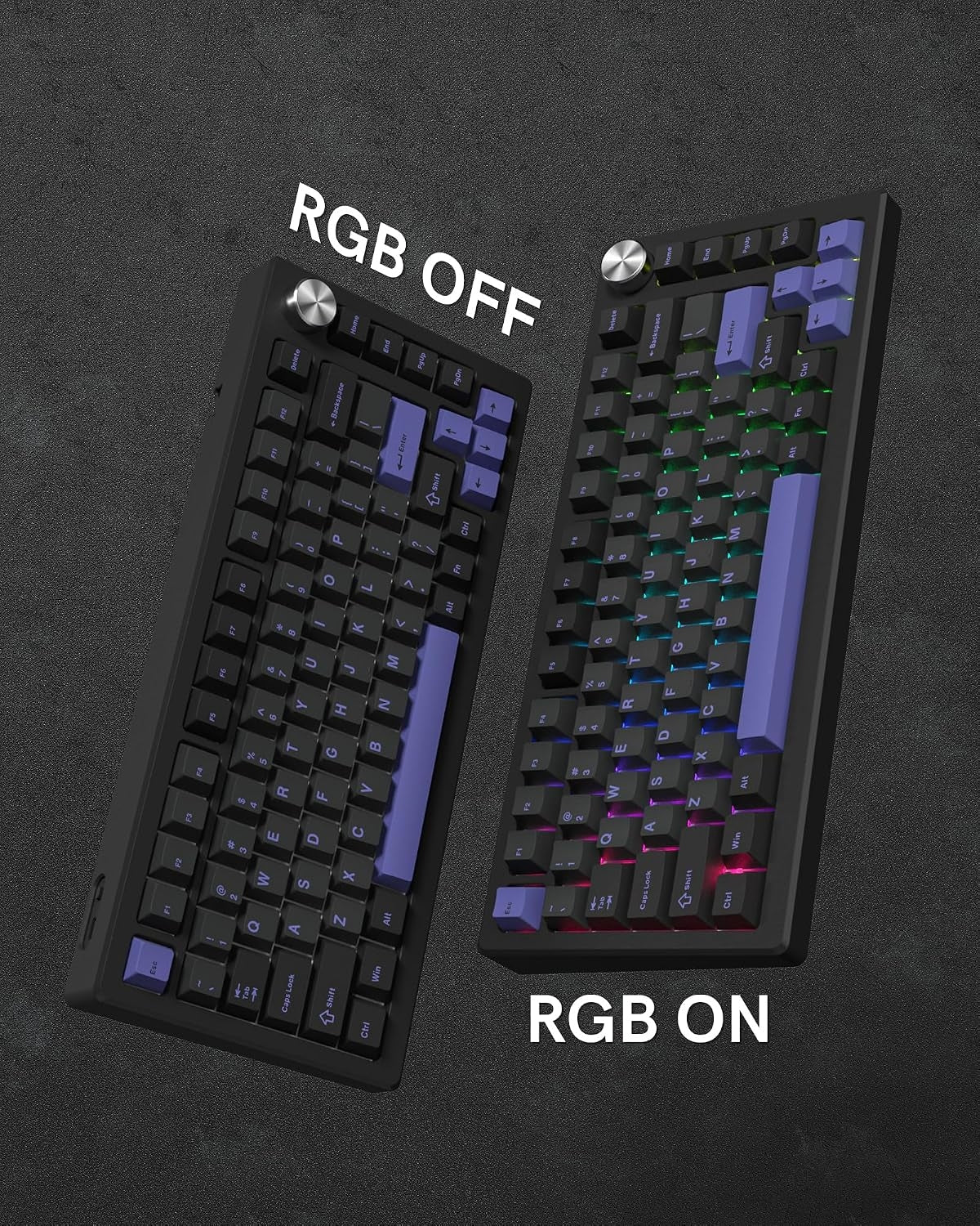 Womier Black Purple Cherry Doubleshot Keycaps