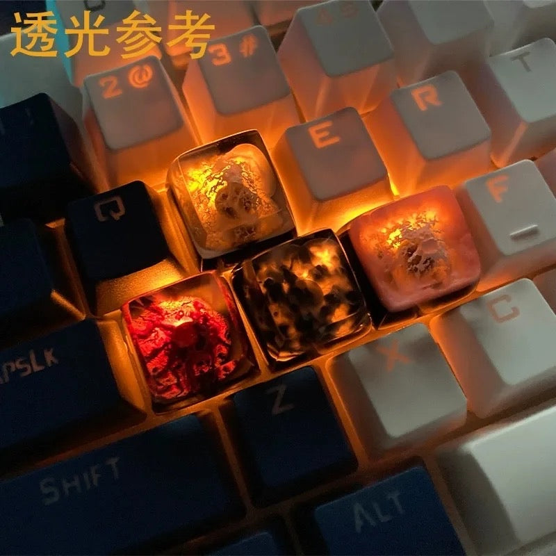 Resin SA Profile Artisan Keycaps Sakura Mount Fuji / Volcanic Cloud