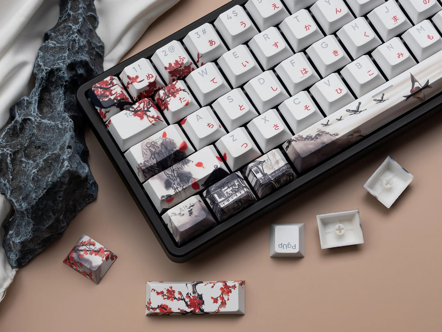 Plum Blossom Cherry Profile Top Shine-Through PBT Keycap Set V2
