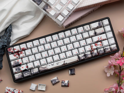 Plum Blossom Cherry Profile Top Shine-Through PBT Keycap Set V2