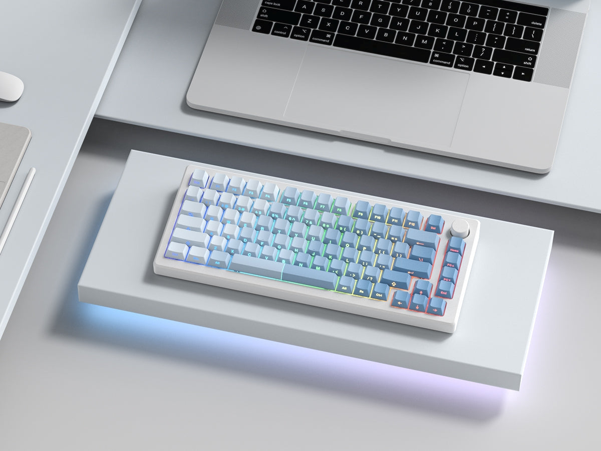 AQUA Diagonal Gradient Side Backlit Cherry Doubleshot Keycaps