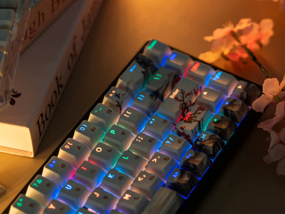Plum Blossom Cherry Profile Top Shine-Through PBT Keycap Set V2
