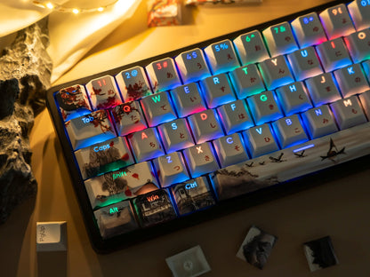 Plum Blossom Cherry Profile Top Shine-Through PBT Keycap Set V2
