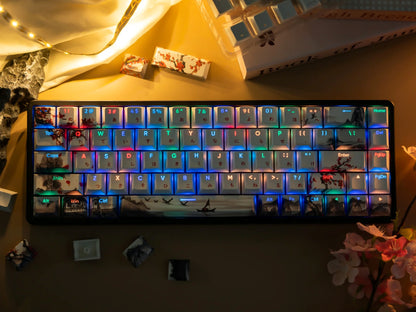 Plum Blossom Cherry Profile Top Shine-Through PBT Keycap Set V2